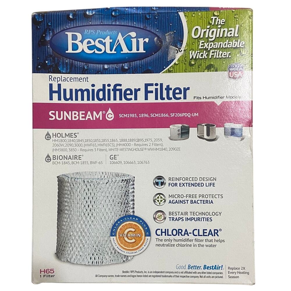 Best Air H65 Humidifier Replace Filter Sunbeam Holmes GE Bionaire Chlora Clear
